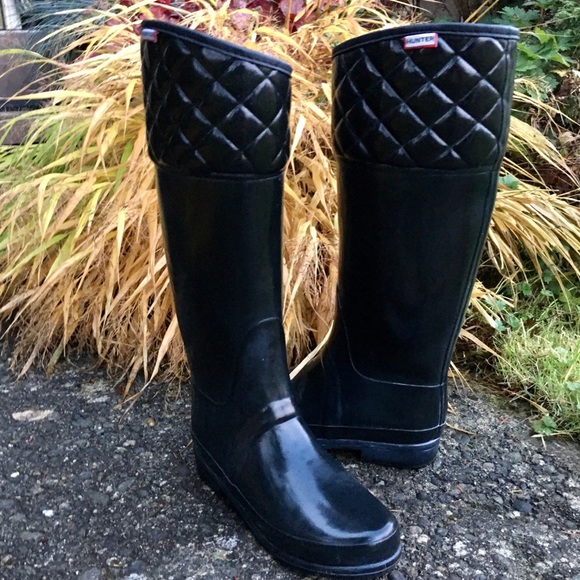 Hunter Rigley Tall Black Gloss Boots - Picture 2 of 8